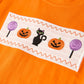 Fall Halloween Purple Balloon Pumpkin Cat Smock Embroidery Boy Set