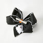 Halloween Ghost Embroidered Black Bow Hairpin