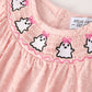 Autumn Halloween Light Pink Ghost Embroidery Smock Floral Girls Romper
