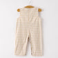 Fall Thanksgiving Apricot Plaid Chick Embroidery Smocking Baby Boys Romper