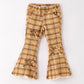 Autumn Thanksgiving Halloween Yellow and Brown Plaid Girls Jeans