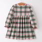 Christmas Embroidery Smocking Bow Plaid Girls Dress