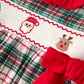 Christmas Embroidery Smocking Bow Plaid Girls Dress