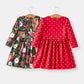 Winter Christmas Print Girls Dress Set (2 Pieces)