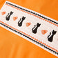 Halloween Striped Boy Set with Cat Smocking Embroidery –  Perfect for Fall