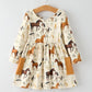 Western Horse Print Long Sleeve Dress