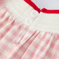 Pink Gingham Christmas Baby Girls Romper: Santa Embroidery with Red Satin Ribbon