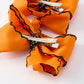 Halloween Spider Hair Bows: Orange Ribbon Design (2PCS)