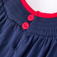 Christmas Holiday Celebration Baby Girls Romper: Navy with Santa Sleigh