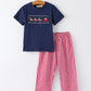 Christmas Holiday Celebration Boys Set: Navy with Santa Sleigh
