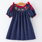 Christmas  Holiday Celebration Dress: Navy with Santa Sleigh