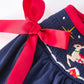 Christmas  Holiday Celebration Dress: Navy with Santa Sleigh