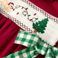 Christmas Embroidered Baby Girls Romper with Green Plaid Bow