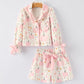 Thanksgiving Pink Pumpkin Floral Print Pajama Set