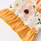 Fall Floral Print Girls Pajamas Set with Ruffle Details