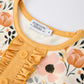 Fall Floral Print Girls Pajamas Set with Ruffle Details