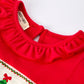 Christmas Smocked Dress with Green Bow and Tree Embroidery