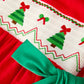 Christmas Smocked Dress with Green Bow and Tree Embroidery