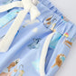 Blue Christmas Nativity Pattern Girls Pajamas Set