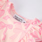 Girls Pink Bow Print Long Sleeves Romper