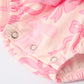 Girls Pink Bow Print Long Sleeves Romper