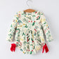 Baby Girls Christmas Romper – Holiday Bow Long Sleeve Outfit