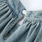 Girls Denim Ruffle Trim A-Line Dress