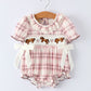 Western Horse Embroidered Smocked Plaid Baby Girl Romper