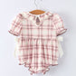 Western Horse Embroidered Smocked Plaid Baby Girl Romper