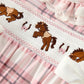 Western Horse Embroidered Smocked Plaid Baby Girl Romper