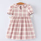 Western Horse Embroidered Smocked Plaid Girls Dress