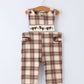 Western Horse Embroidered Smocked Plaid Baby Boy Romper