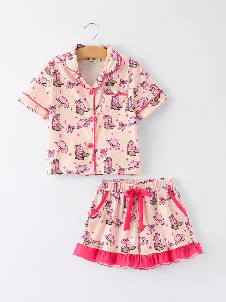 Mommy & Me Western Print Ruffle Pajama Set