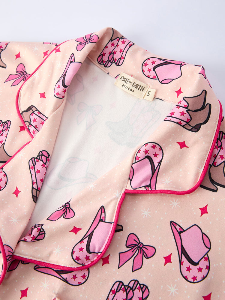 Mommy & Me Western Print Ruffle Pajama Set
