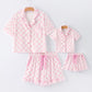 Mommy & Me Pink Bow Print Ruffle Pajama Set