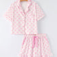 Mommy & Me Pink Bow Print Ruffle Pajama Set