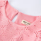 Pink Eyelet Embroidered Girl Short Sleeve Dress
