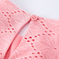 Pink Eyelet Embroidered Girl Short Sleeve Dress