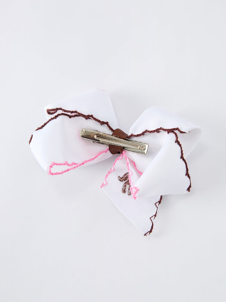 Western Horse Embroidery Ruffle Edge Girls Hairpin 4/6.25 Inches