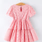Pink Eyelet Embroidered Girl Short Sleeve Dress