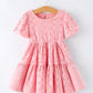 Pink Eyelet Embroidered Girl Short Sleeve Dress