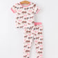 Girls Western Horse Bow Pajamas Set Print