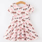 Girls Western Horse Print Twirl Dress Short Sleeve