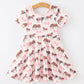 Girls Western Horse Print Twirl Dress Short Sleeve