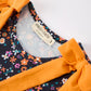 Fall Orange Bow Smocked Floral Girl Dress
