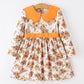 Fall Orange Floral Girl Dress Petals Collar