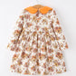 Fall Orange Floral Girl Dress Petals Collar