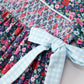 Blue Bow Floral Smocked Girl Bloomer Set