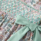 Sage Green Bow Floral Smocked Girl Dress