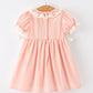 Western Horse Embroidery Girls Dress Lace Petals Collar Puff Sleeve